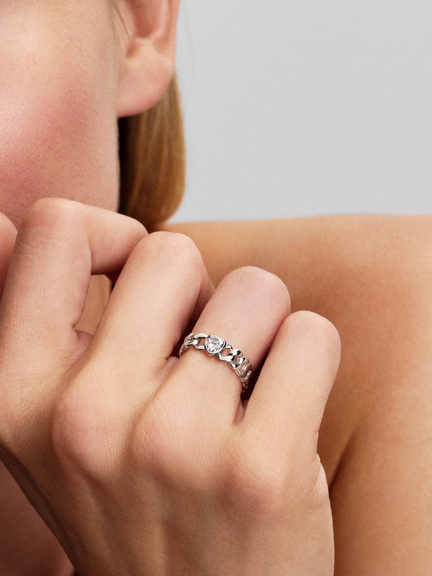 Bague Maille Cubaine Cœur