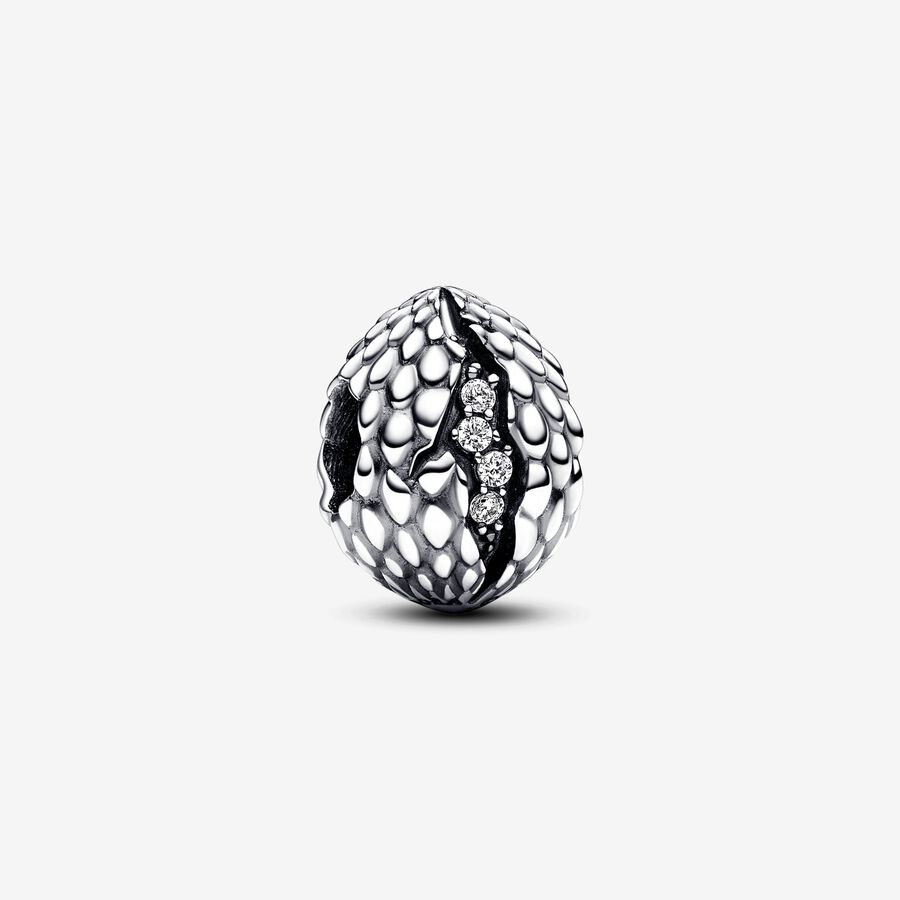 Project House The Dragon Egg sterling silver charm with clear cubic zirconia image number 0