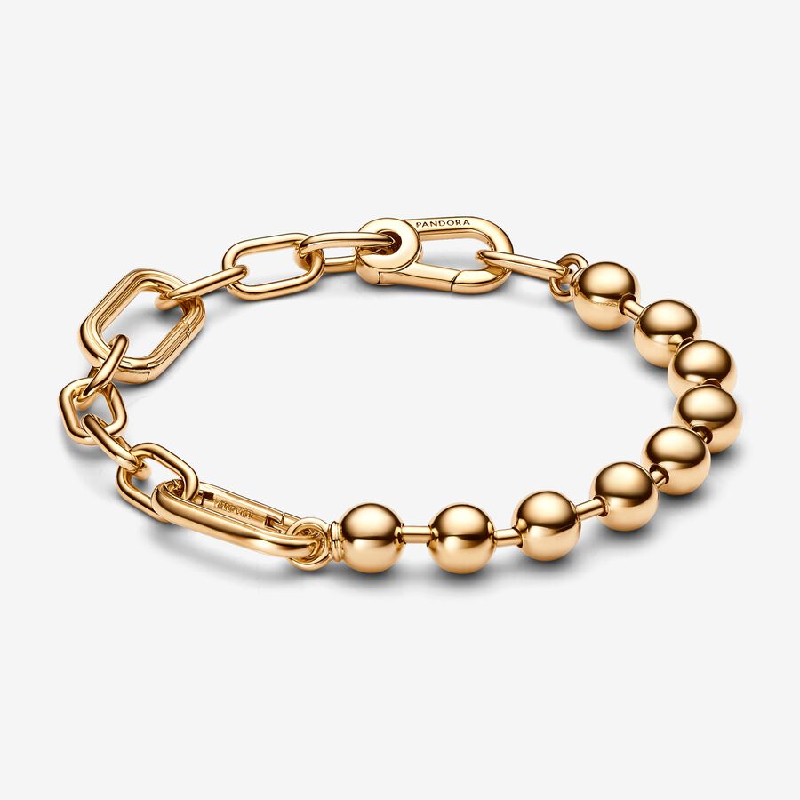 14k Gold-plated bead and link bracelet image number 0
