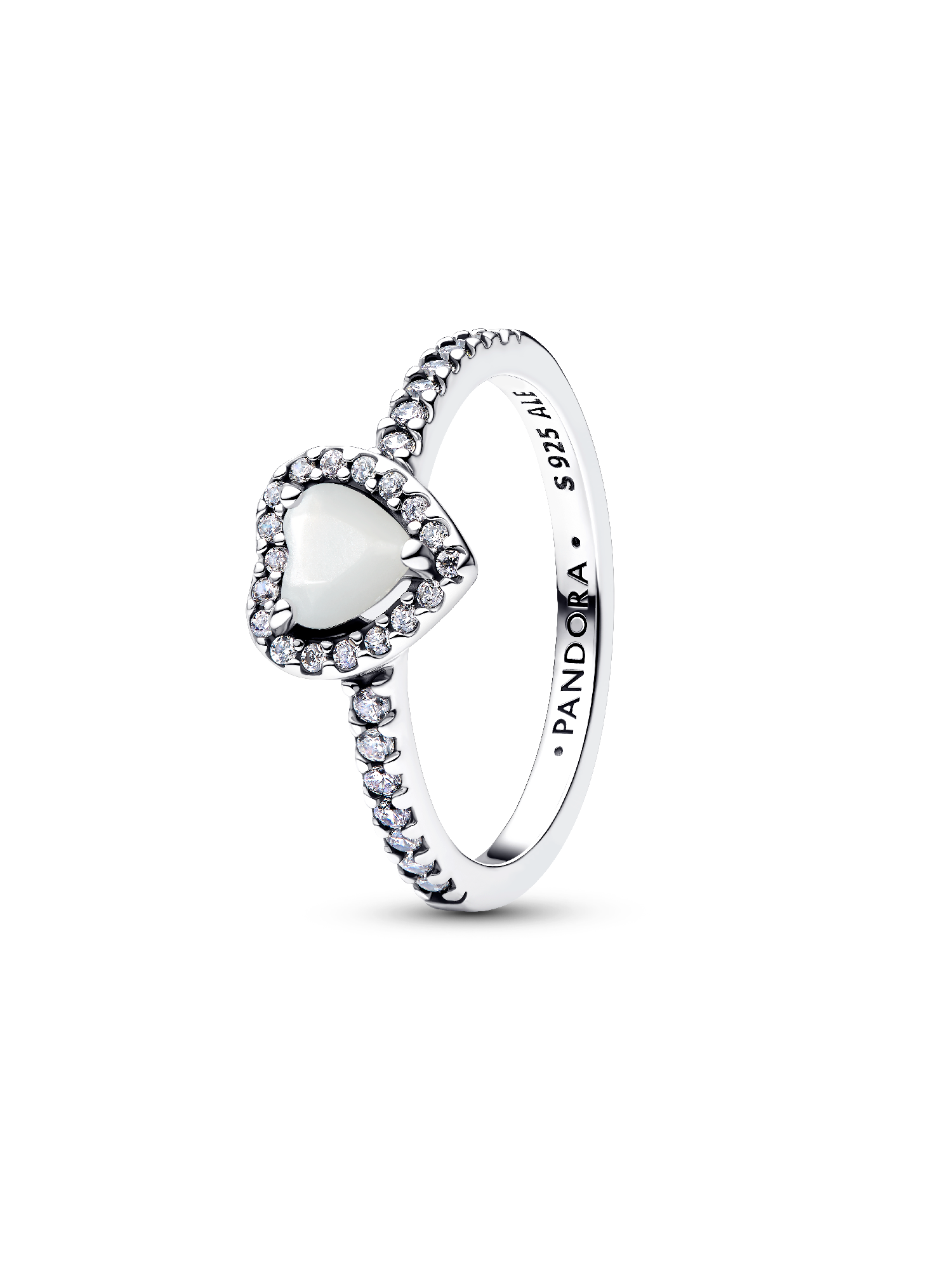 Bague Cœur Blanc Surélevé