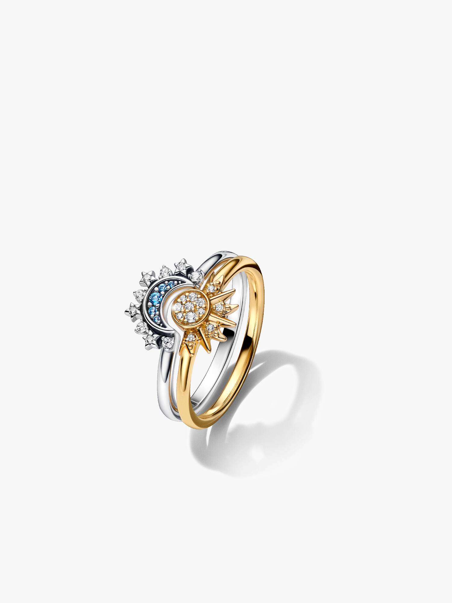 Ensemble de bagues scintillantes Soleil et Lune Celestial