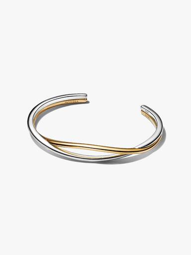 Bracelet Jonc Ouvert Bicolore Entrelacé