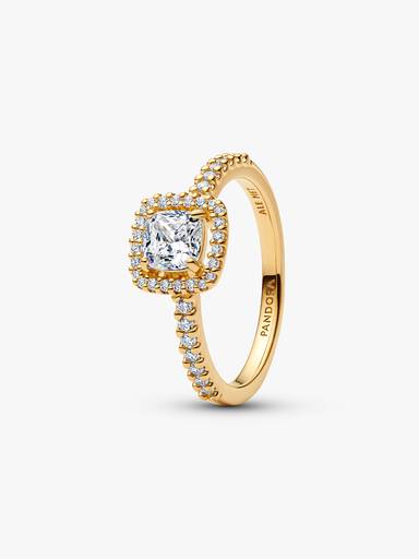 Sprankelende ring met vierkante heldere halo