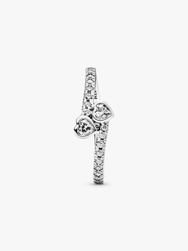 Bague deux cœurs scintillants