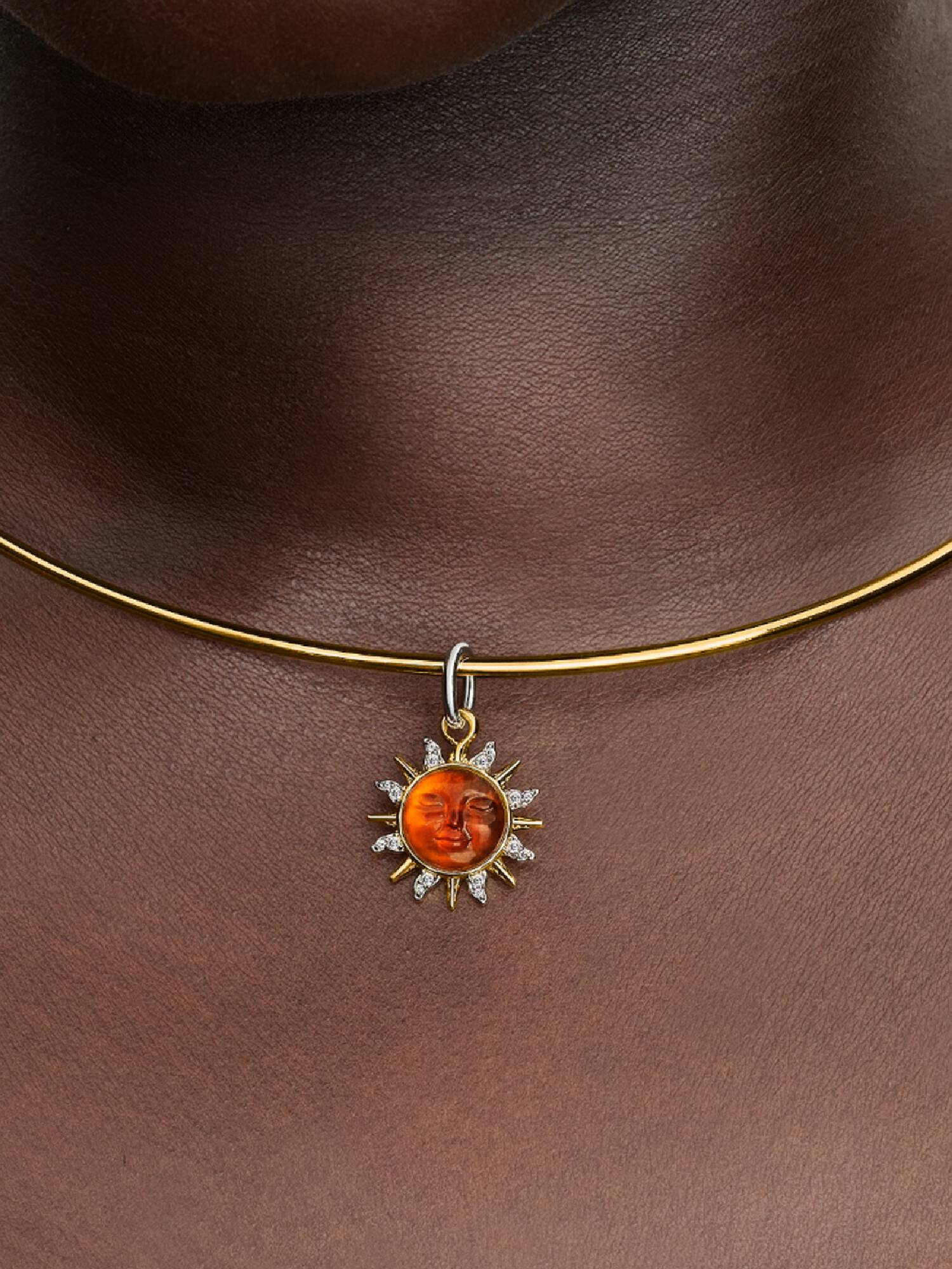 Charm Pendant Bicolore Soleil Tourbillonnant