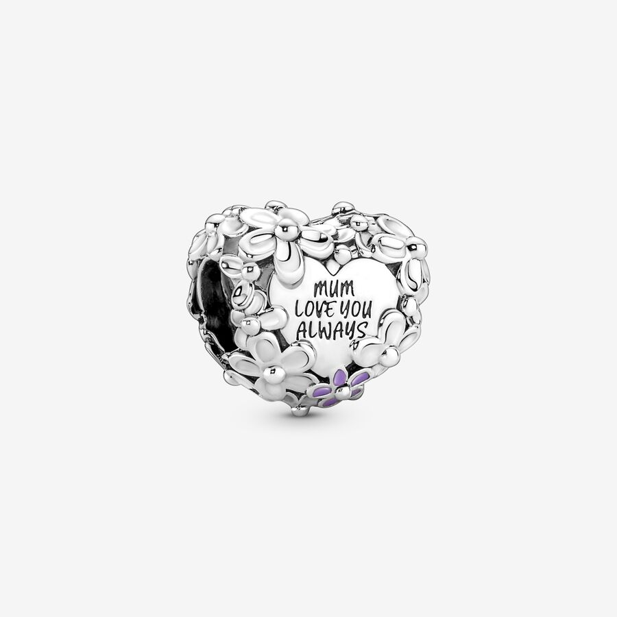 Heart sterling silver charm with pink and violet enamel image number 0