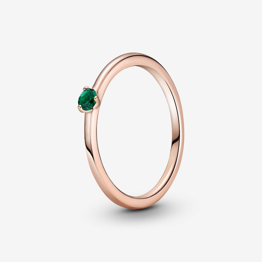 14k Rose gold-plated ring with lake green crystal image number 0