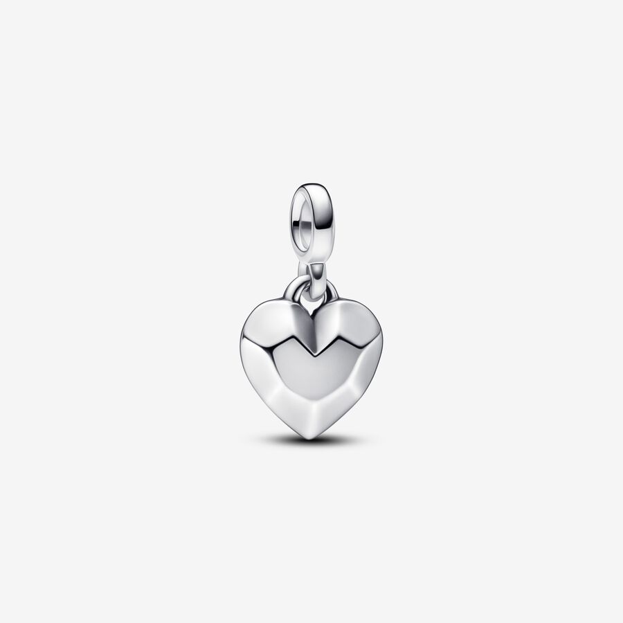 Faceted heart sterling silver mini dangle image number 0