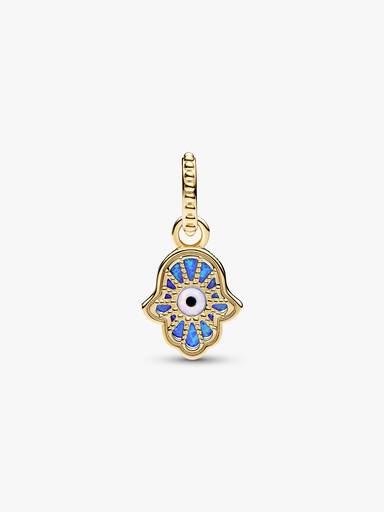Charm Pendant Main de Fatma Bleue Opalescente