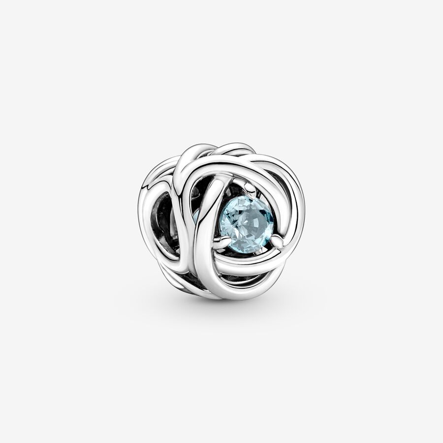 Sterling silver charm with sea aqua blue crystal image number 0