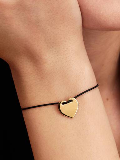 Graveerbaar Hart Zwart Koord Slider Armband
