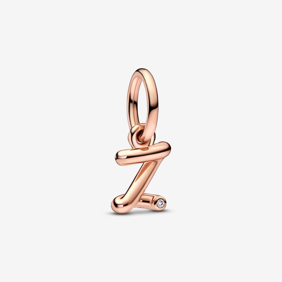 Letter z 14k rose gold-plated dangle with clear cubic zirconia image number 0