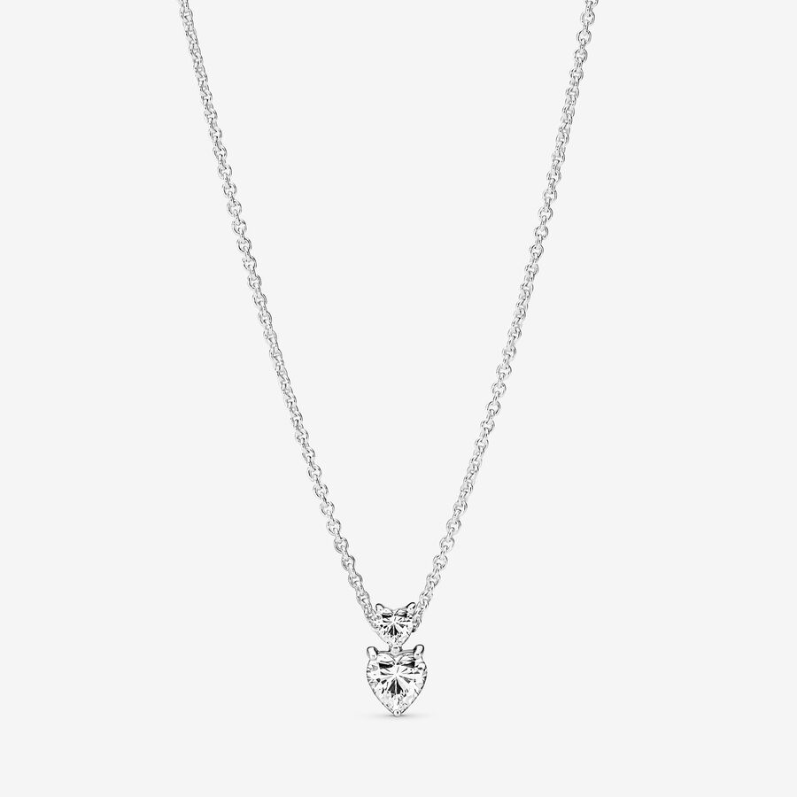 Heart sterling silver collier with clear cubic zirconia image number 0