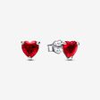 Heart sterling silver stud earrings with cherries jubilee red crystal