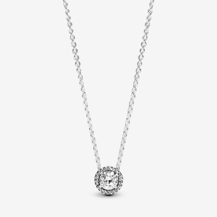 Silver necklace with clear cubic zirconia image number 0
