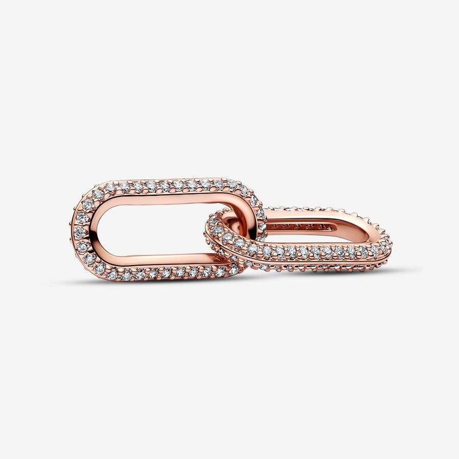 14k Rose gold-plated link with clear cubic zirconia image number 0