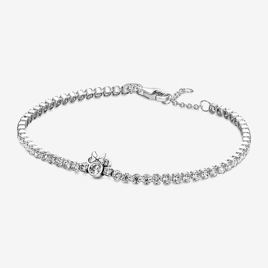 Disney Minnie Mouse sterling silver bracelet with clear cubic zirconia image number 0