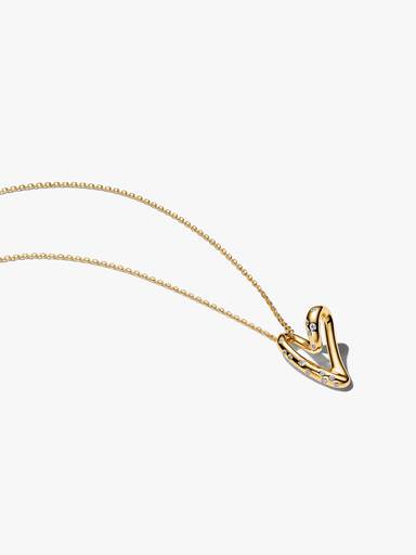 Collier à Pendentif Cœur Serti de Pierres de Forme Organique
