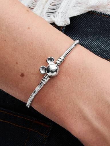 Bracelet Maille Serpent Fermoir Disney Mickey Moments