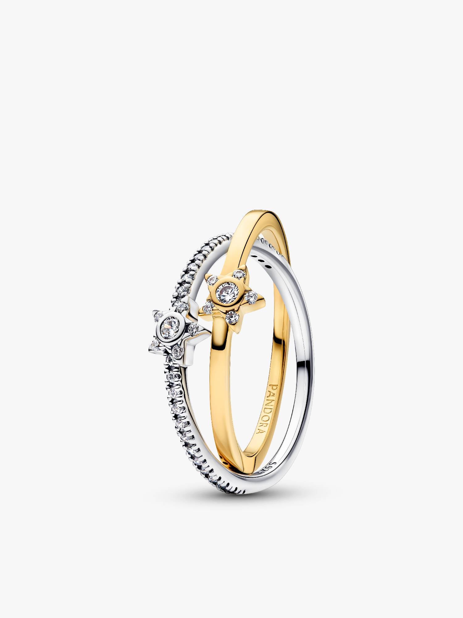 Bague Croisée Étoile Scintillante