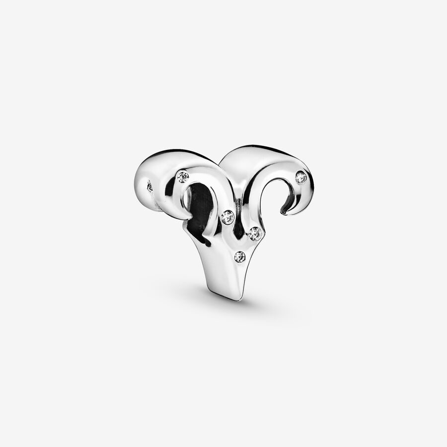 Aries sterling silver charm with clear cubic zirconia image number 0