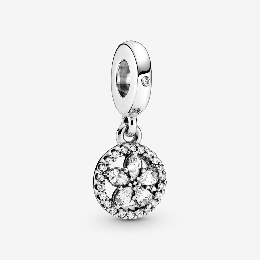 Snowflake sterling silver dangle with clear cubic zirconia image number 0