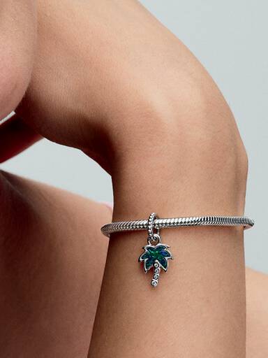 Opalescent Groene Palmboom Hangende Bedel