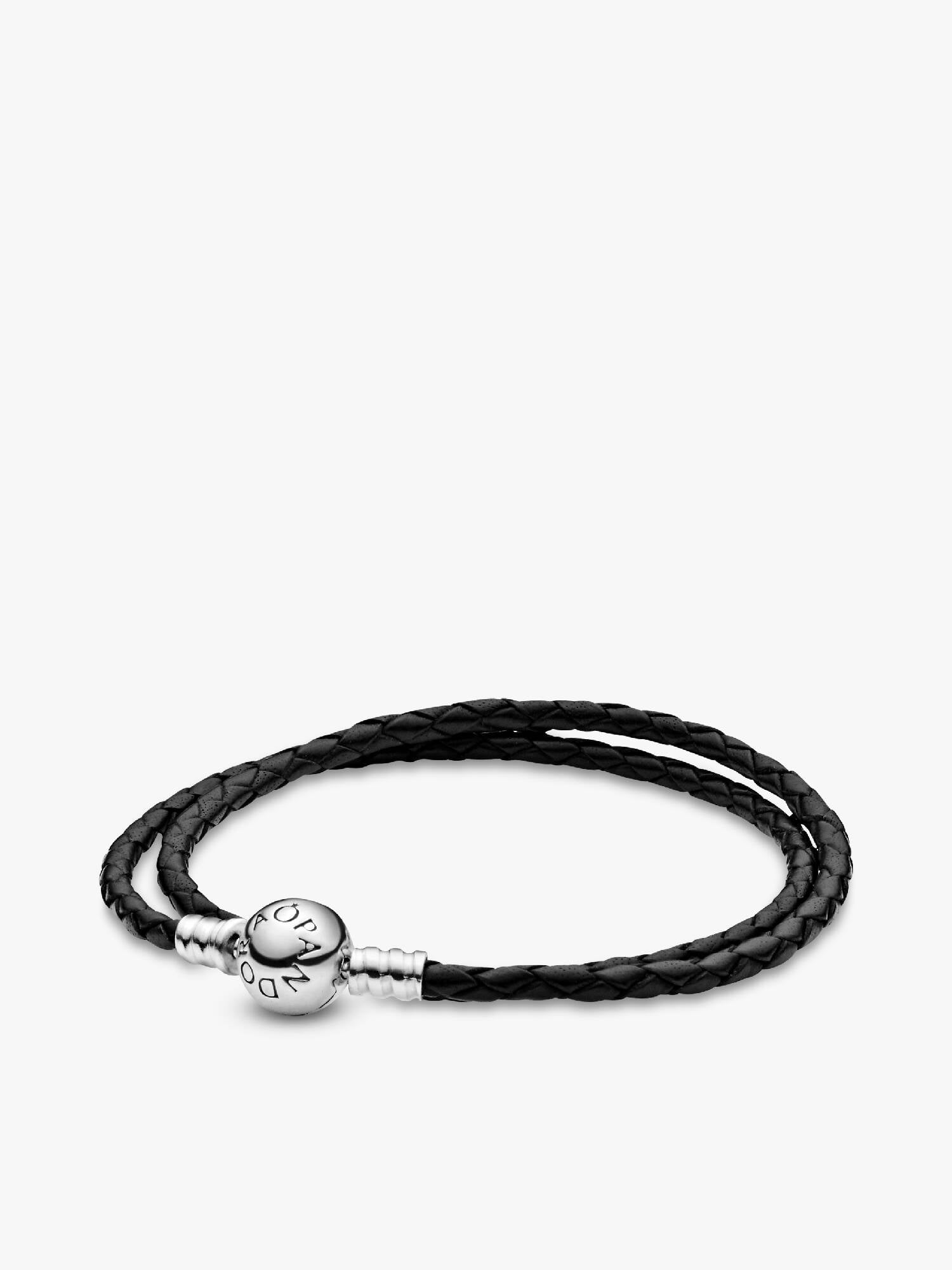 Dubbele zwarte leren armband