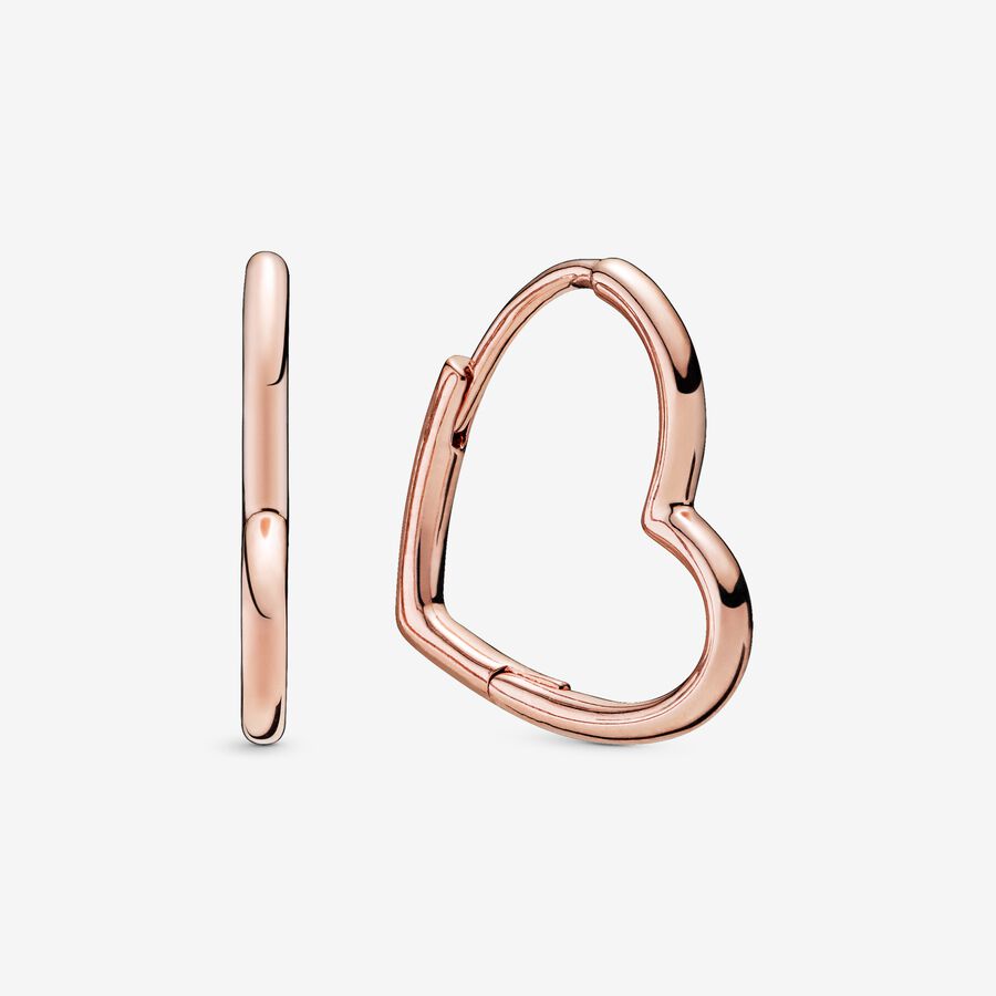 Small asymmetric heart 14k rose gold-plated hoop earrings image number 0