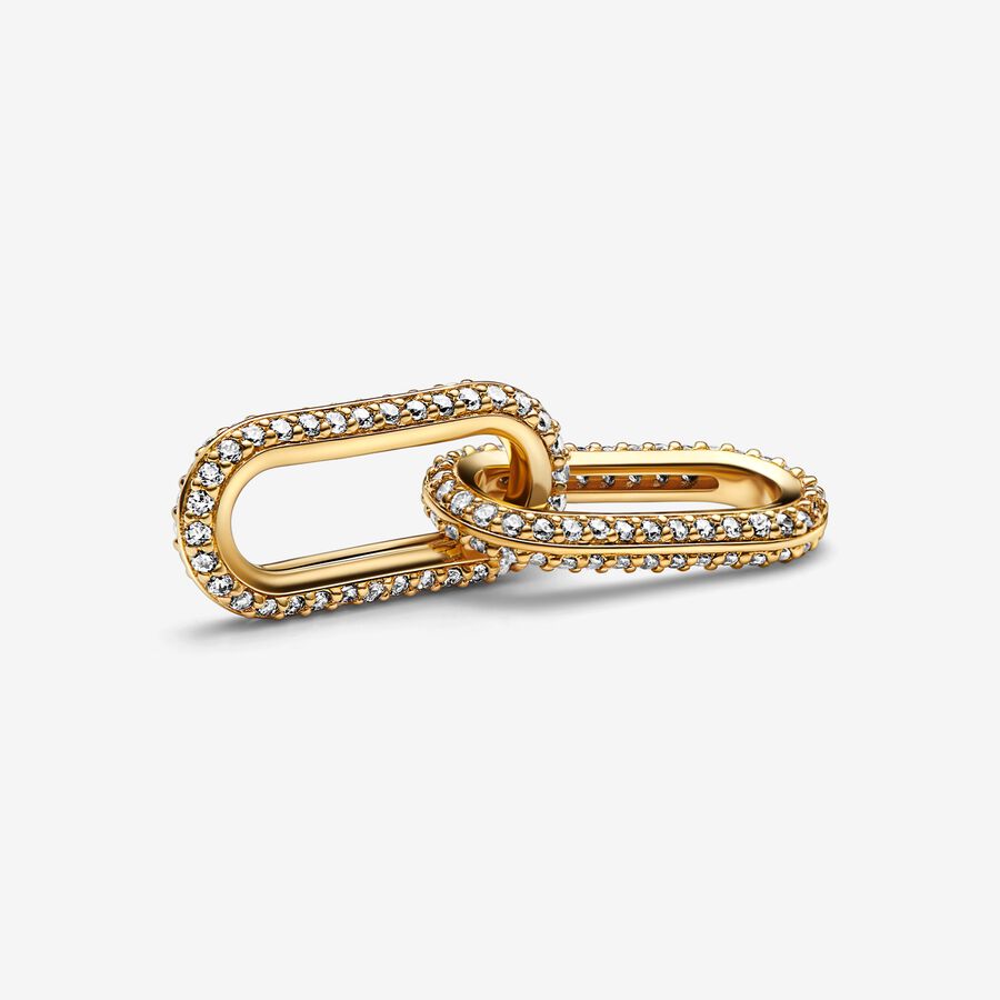 14k Gold-plated double link with clear cubic zirconia image number 0