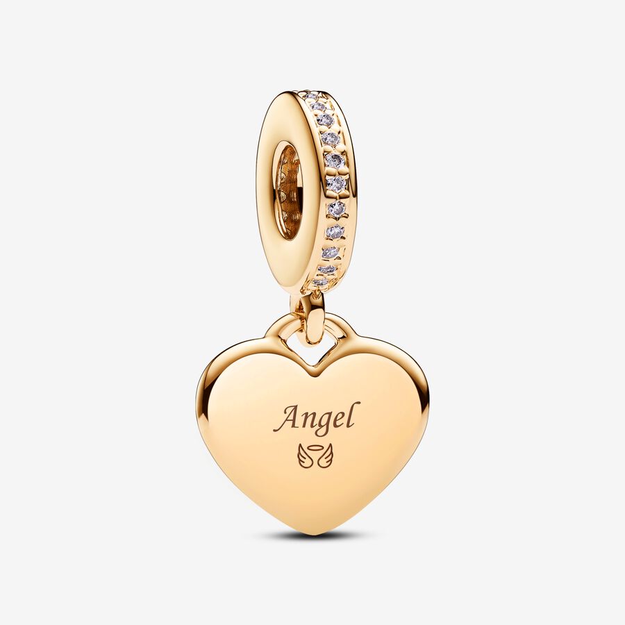 Engravable 14k gold-plated dangle with clear cubic zirconia image number 0