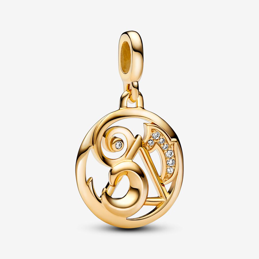 Elements 14k gold-plated medallion with clear cubic zirconia image number 0