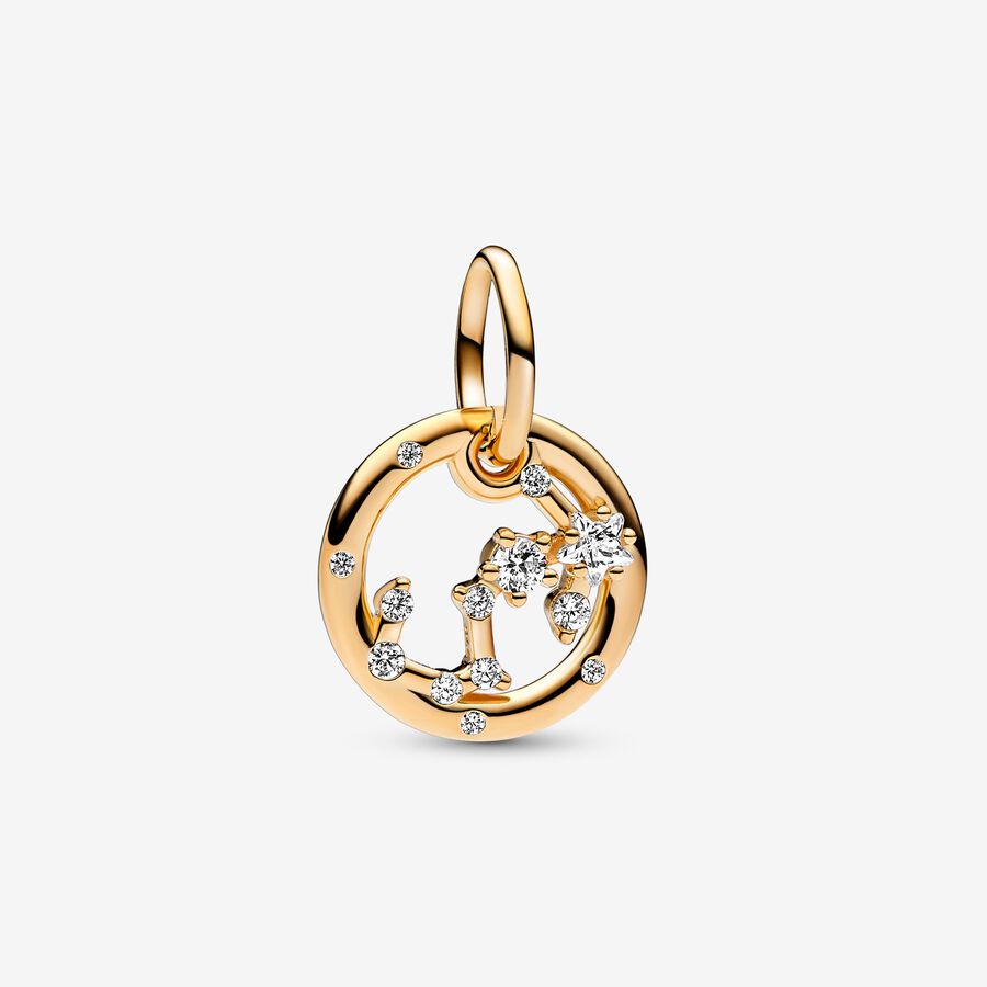 Scorpio zodiac 14k gold-plated dangle with clear cubic zirconia image number 0
