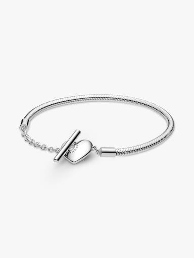 Bracelet Maille Serpent Barre en T Cœur