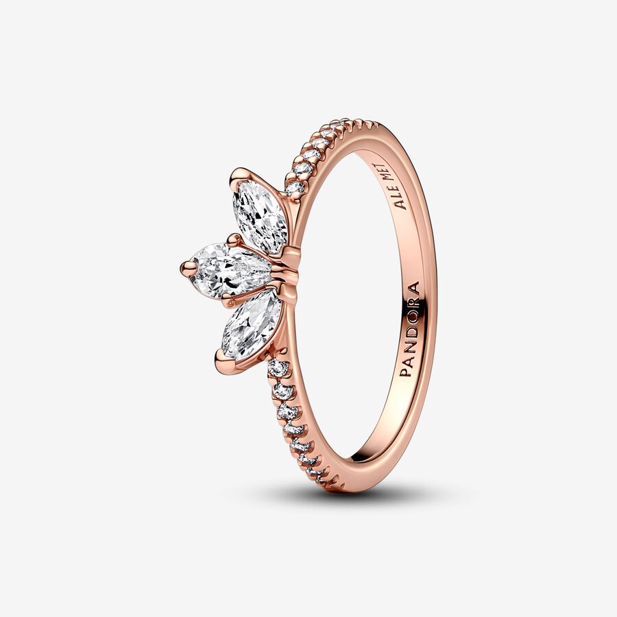 Herbarium cluster 14k rose gold-plated ring with clear cubic zirconia image number 0