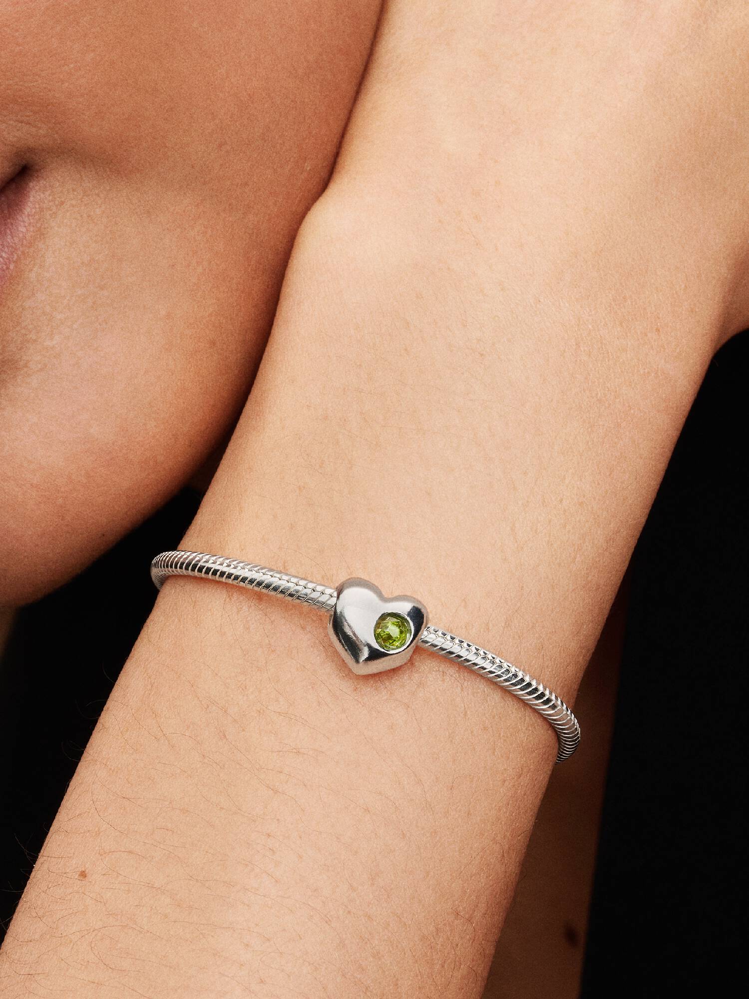 Charm Cœur Pierre Vert Printemps Gravable