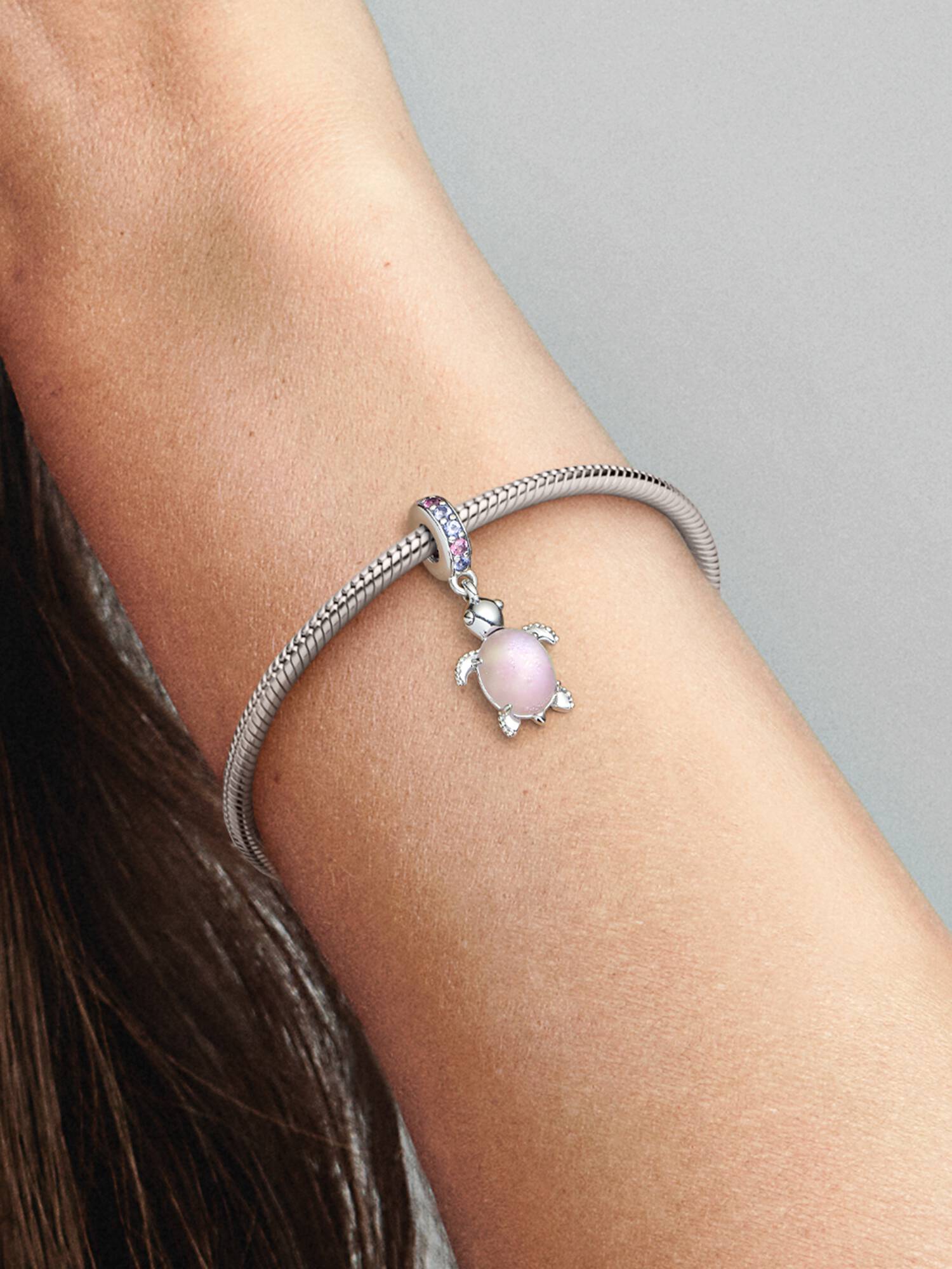 Charm Pendant Tortue de Mer Rose en Verre de Murano