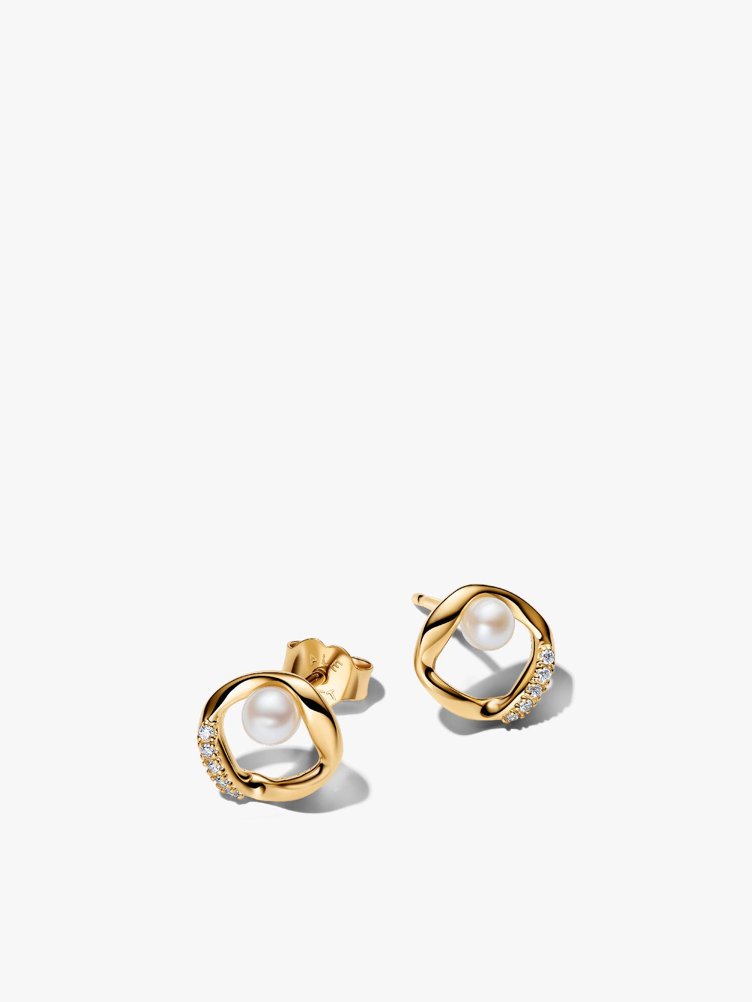 Clous d’Oreilles Cercle Pavé de Forme Organique & Perles de Culture d'Eau Douce Traitées