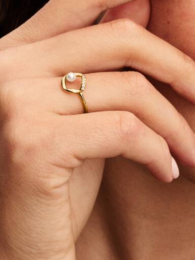 Bague Cercle Pavé de Forme Organique & Perle de Culture d'Eau Douce Traitée