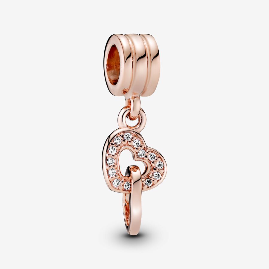 Heart 14k rose gold-plated dangle with cubic zirconia image number 0