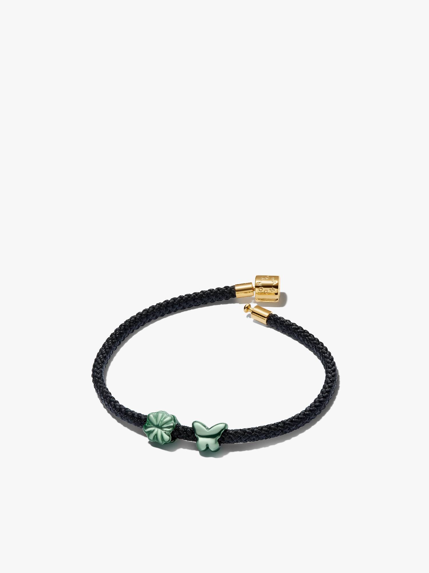 Vlinder & Klaver Mini Bedel Koord Armband Set
