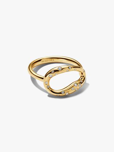 Bague Spectaculaire Sertie de Pierres de Forme Organique