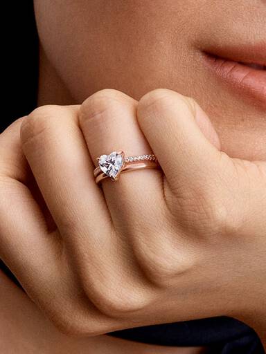 Bague Cœur Anneau Double