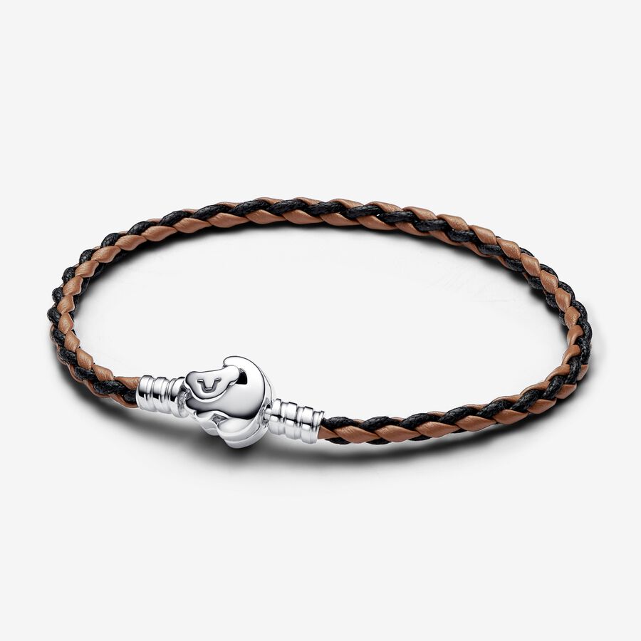 Disney The Lion King sterling silver bracelet with brown and black leather image number 0