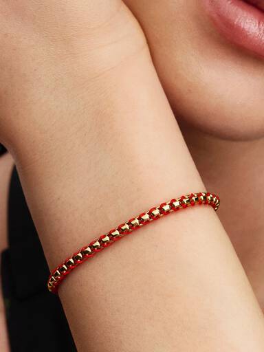 Bracelet Maille Cordon Rouge