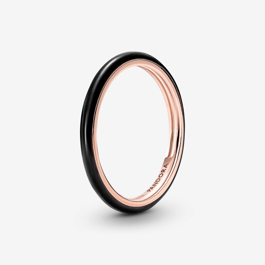 14k Rose gold-plated ring with black enamel image number 0