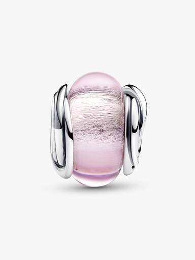Omcirkelde roze muranoglazen bedel