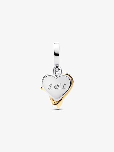 Charm Pendant Double Cœur & Flèche Gravable
