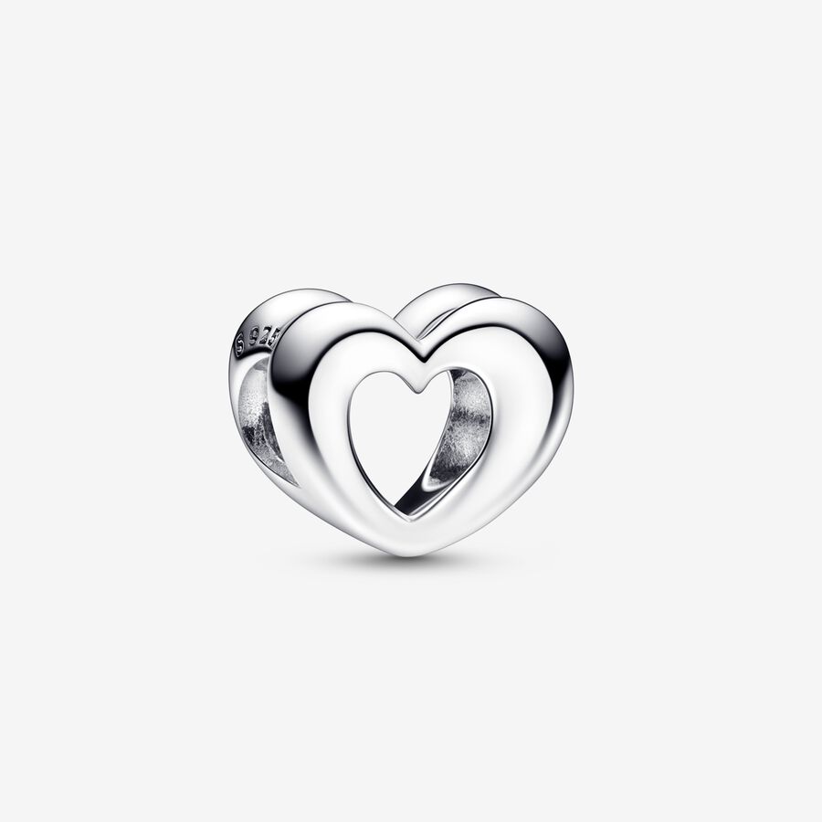 Open heart sterling silver charm image number 0