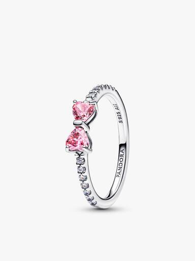 Glinsterende roze strik ring set